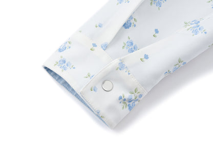 13DE MARZO Reversible Floral Print Jacket Blue