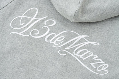 13DE MARZO Lace-Brim Pullover Hoodie Grey