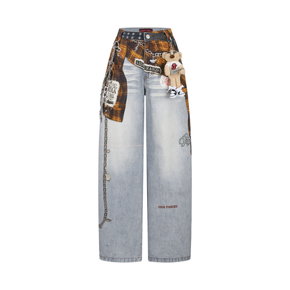 13DE MARZO Rolling Stones Shirt Print Jeans Blue