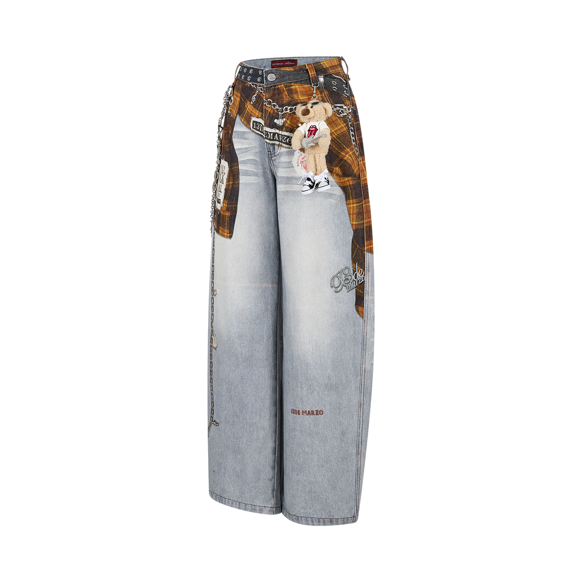 13DE MARZO Rolling Stones Shirt Print Jeans Blue