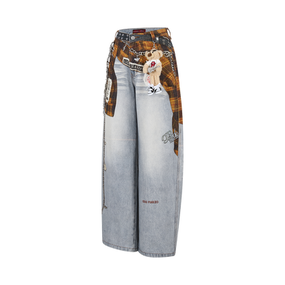13DE MARZO Rolling Stones Shirt Print Jeans Blue