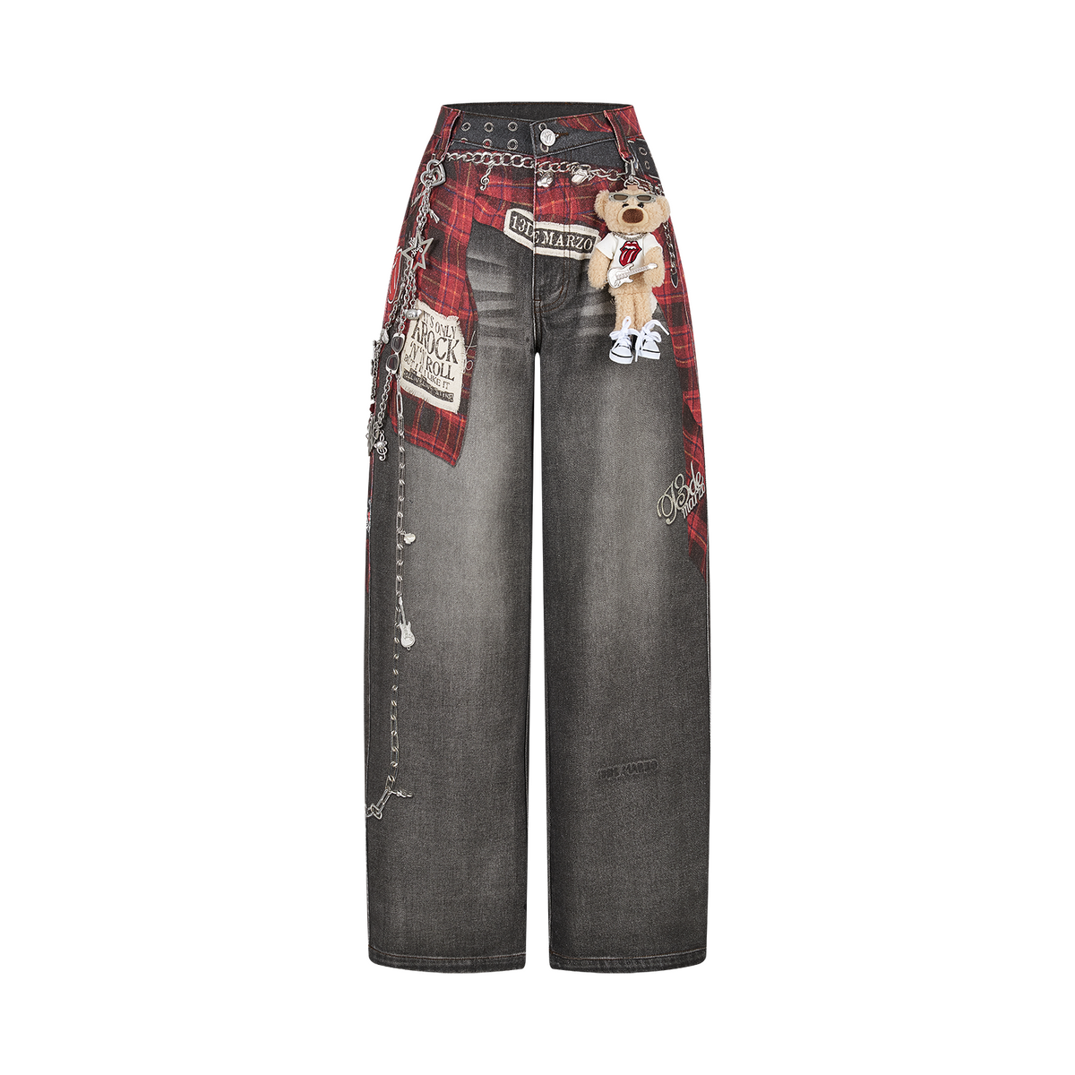 13DE MARZO Rolling Stones Shirt Print Jeans Black