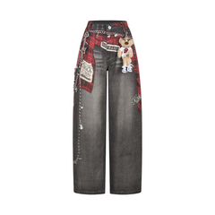 13DE MARZO Rolling Stones Shirt Print Jeans Black