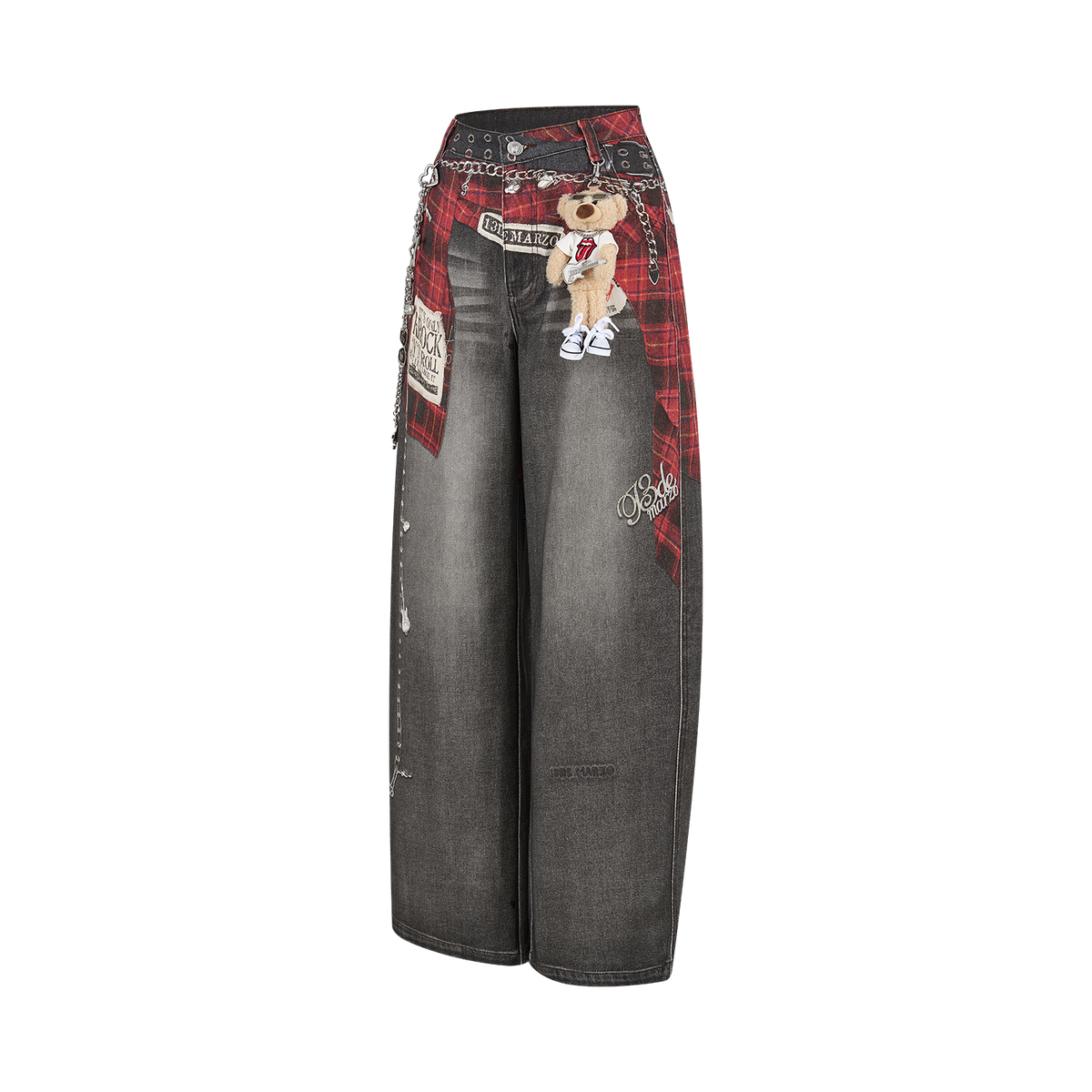 13DE MARZO Rolling Stones Shirt Print Jeans Black