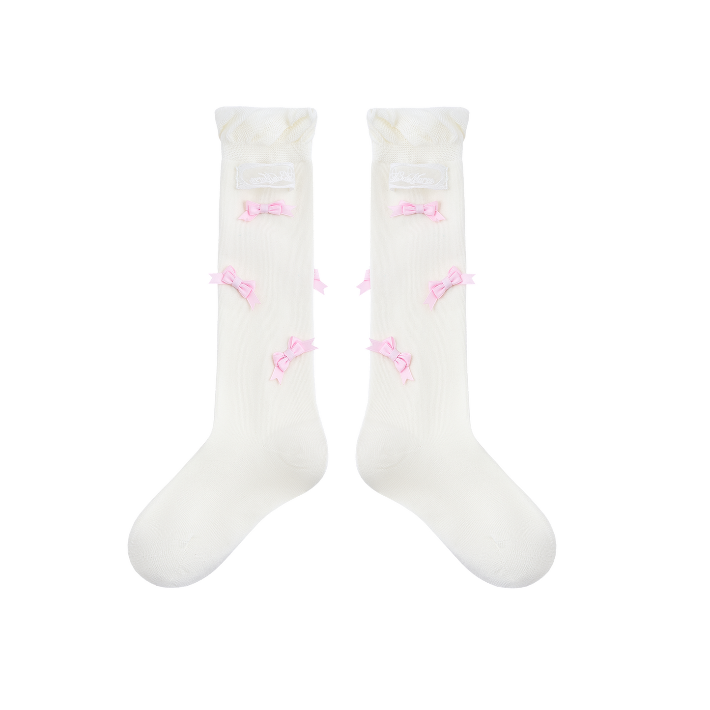 13DE MARZO Bow-Trimmed Striped Knee Socks