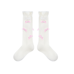 13DE MARZO Bow-Trimmed Striped Knee Socks