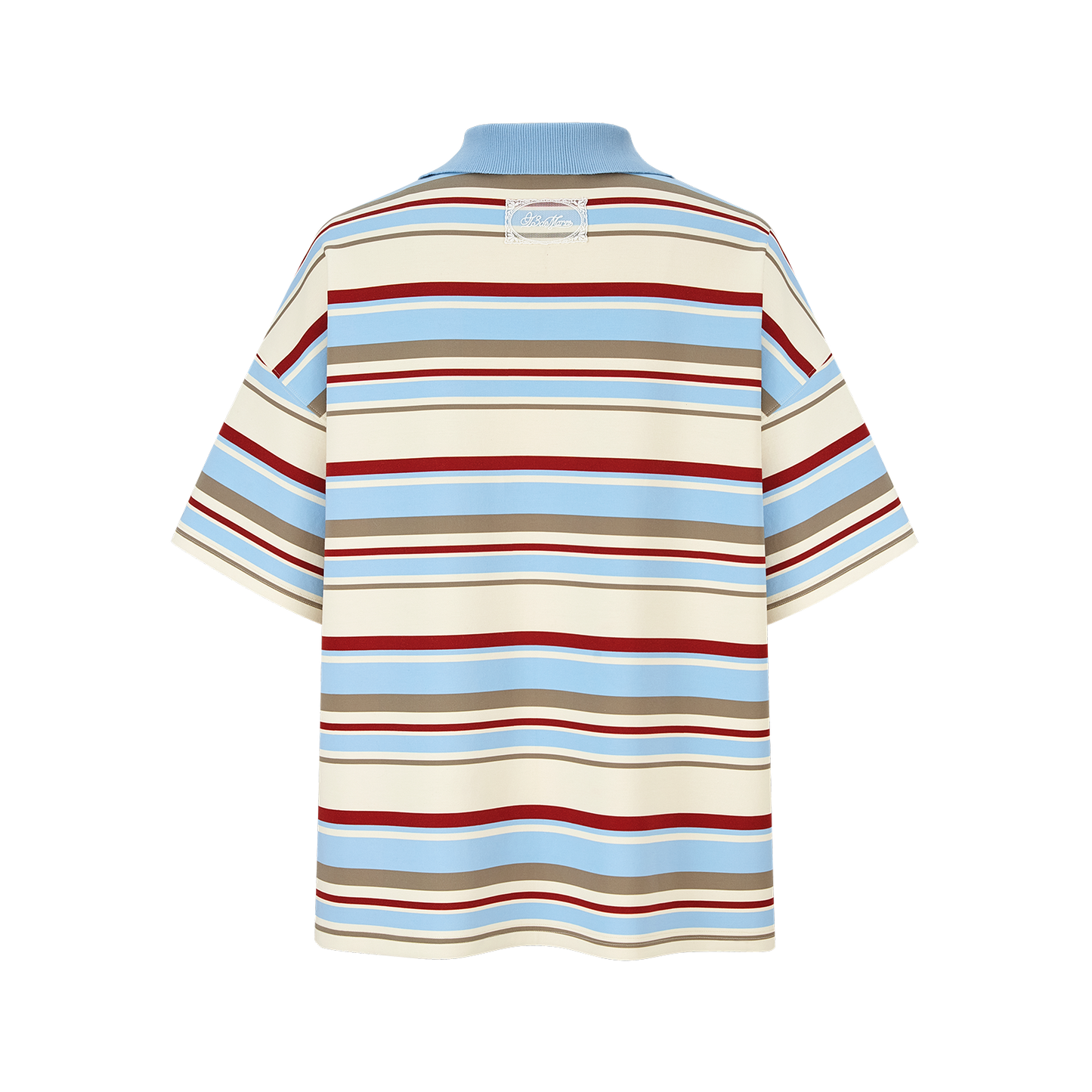 13DE MARZO V-Neck Polo Stripe T-shirt Blue