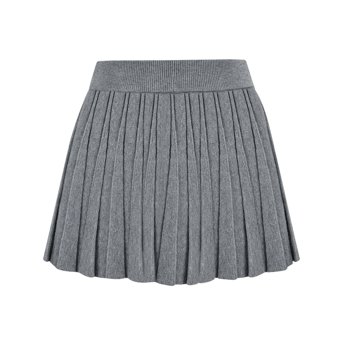 13DE MARZO Mini Bear Knit Pleated Dress Grey