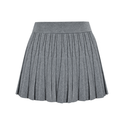 13DE MARZO Mini Bear Knit Pleated Dress Grey