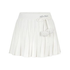 13DE MARZO Mini Bear Knit Pleated Dress White