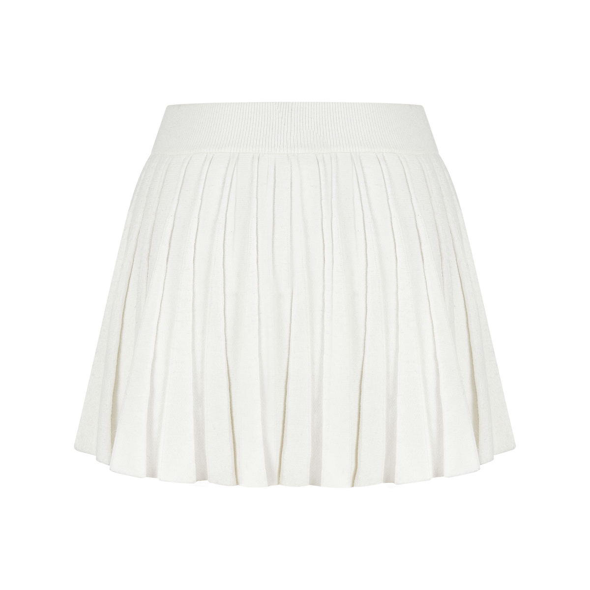13DE MARZO Mini Bear Knit Pleated Dress White