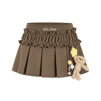 13DE MARZO Luminous Doozoo Lace Pleated Dress Brown