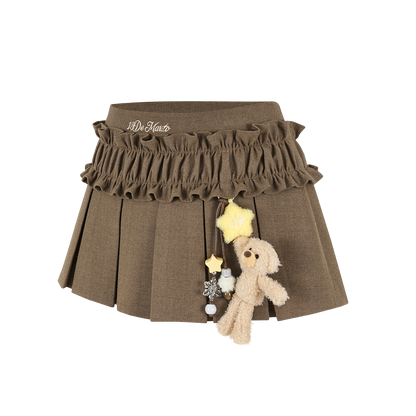 13DE MARZO Luminous Doozoo Lace Pleated Dress Brown