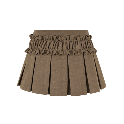 13DE MARZO Luminous Doozoo Lace Pleated Dress Brown