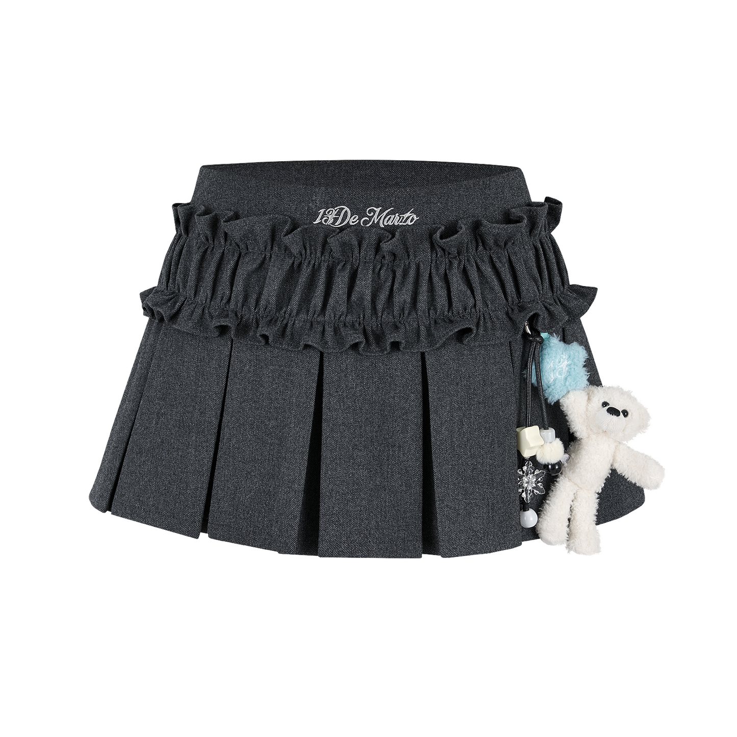 13DE MARZO Luminous Doozoo Lace Pleated Dress Dark Grey