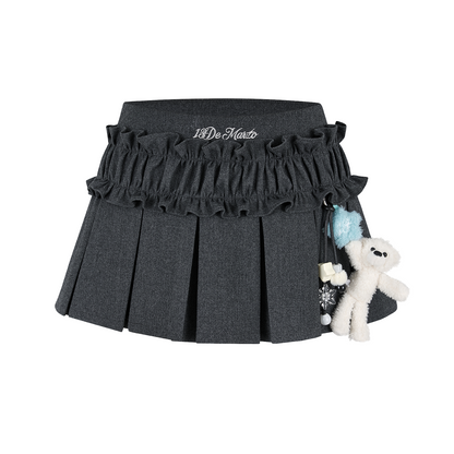 13DE MARZO Luminous Doozoo Lace Pleated Dress Dark Grey