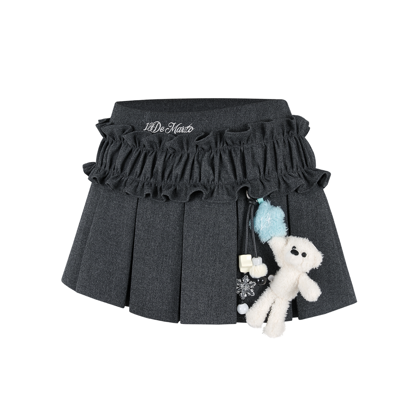 13DE MARZO Luminous Doozoo Lace Pleated Dress Dark Grey