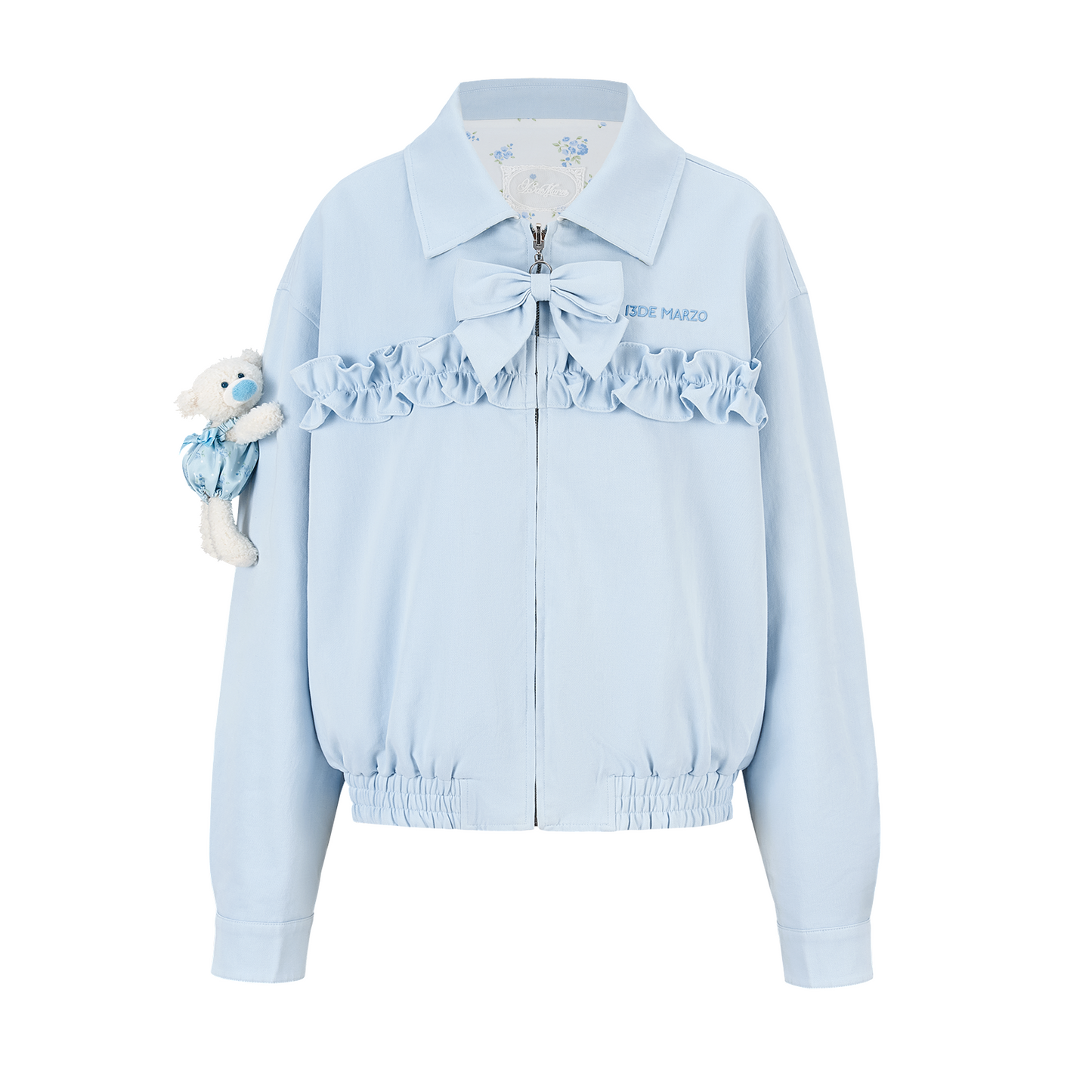 13DE MARZO Reversible Floral Print Jacket Blue