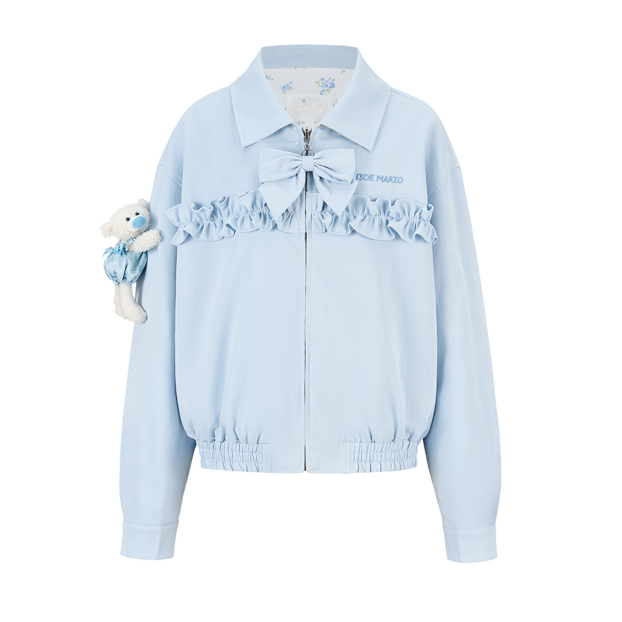 13DE MARZO Reversible Floral Print Jacket Blue