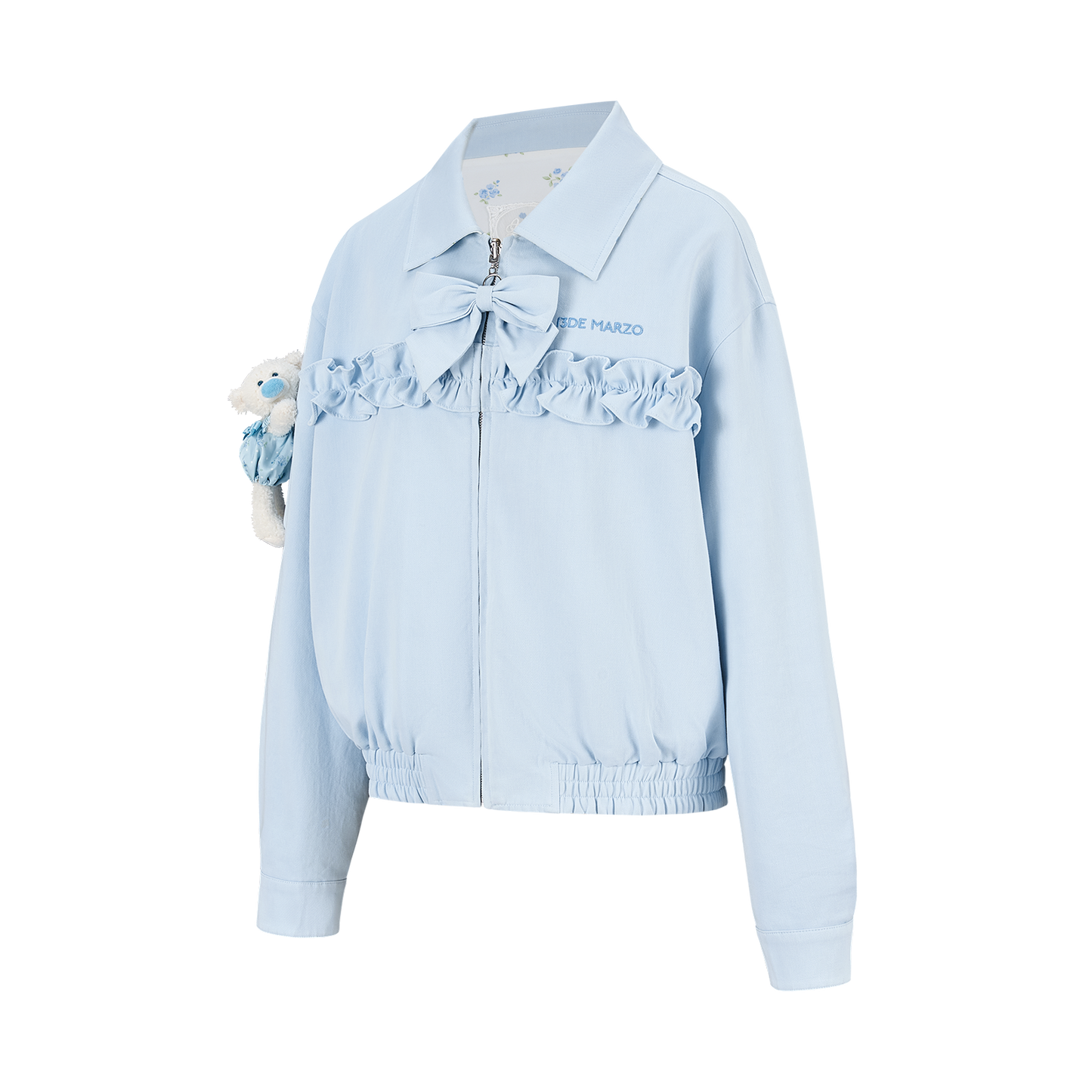 13DE MARZO Reversible Floral Print Jacket Blue
