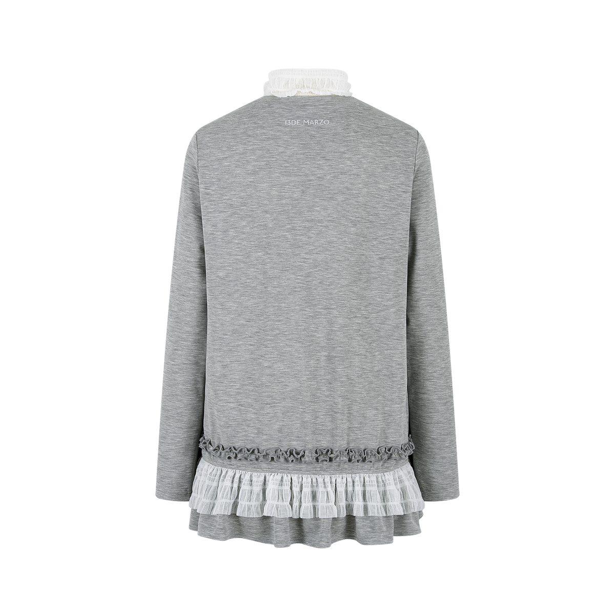 13DE MARZO Luminous Bear Star Lace T-shirt Grey