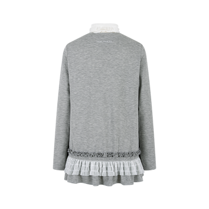 13DE MARZO Luminous Bear Star Lace T-shirt Grey