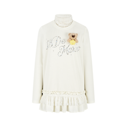 13DE MARZO Luminous Bear Star Lace T-shirt White