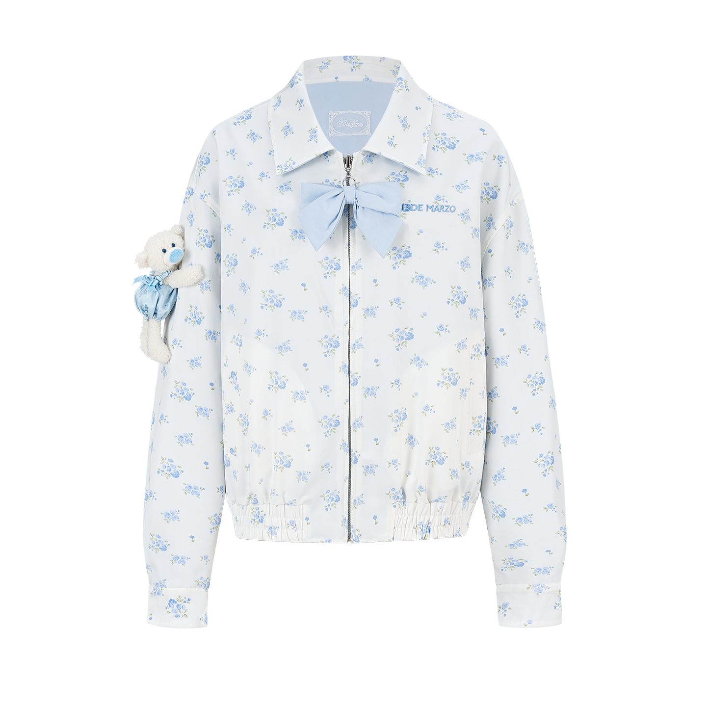 13DE MARZO Reversible Floral Print Jacket Blue