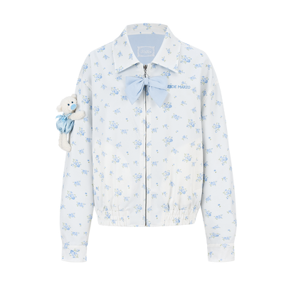 13DE MARZO Reversible Floral Print Jacket Blue