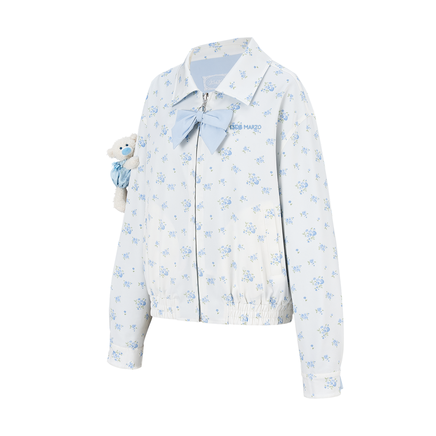 13DE MARZO Reversible Floral Print Jacket Blue