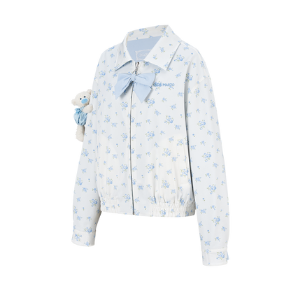 13DE MARZO Reversible Floral Print Jacket Blue