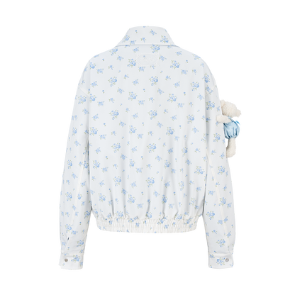 13DE MARZO Reversible Floral Print Jacket Blue