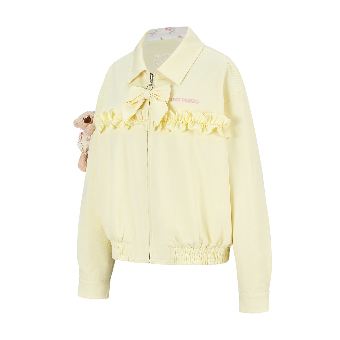 13DE MARZO Reversible Floral Print Jacket Yellow