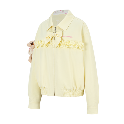 13DE MARZO Reversible Floral Print Jacket Yellow