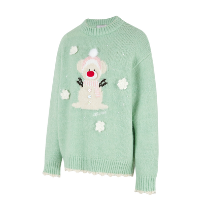 13DE MARZO Snow Bear Sweater Green