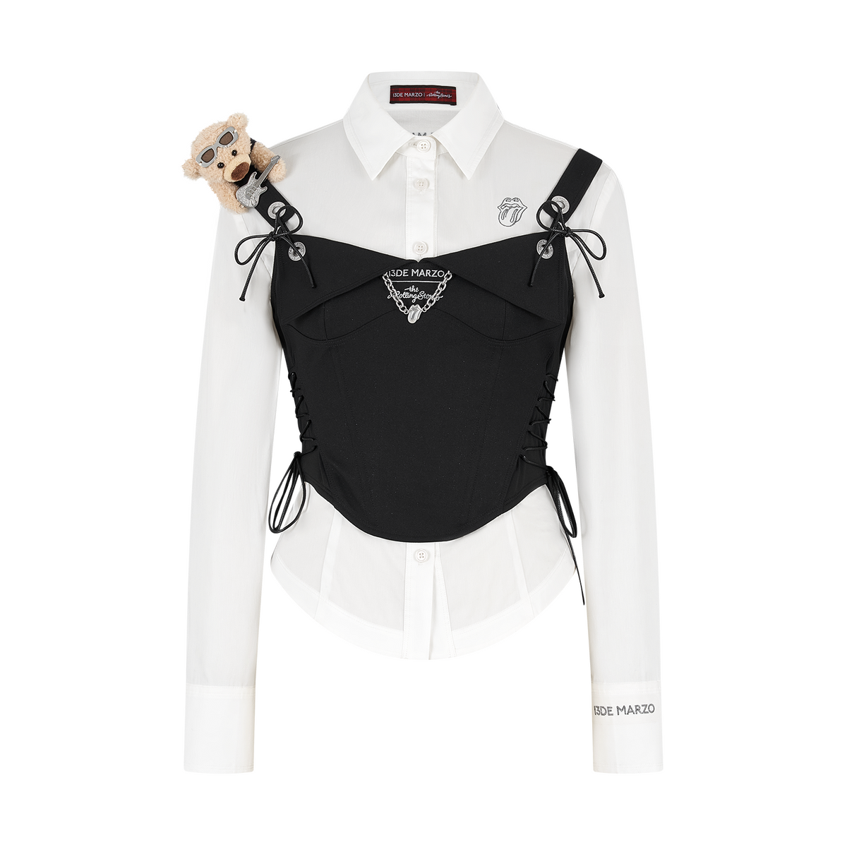 13DE MARZO Rolling Stones Boned Corset With Shirt