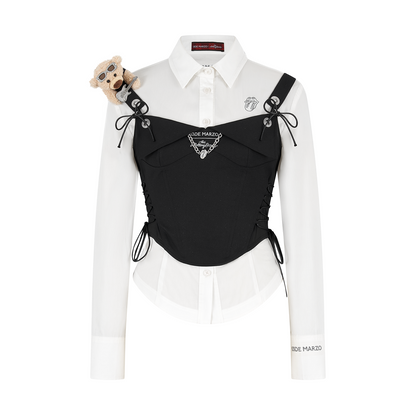 13DE MARZO Rolling Stones Boned Corset With Shirt