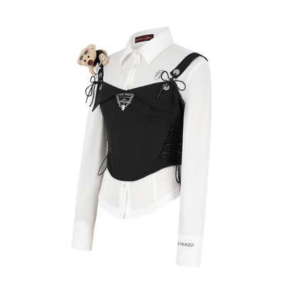 13DE MARZO Rolling Stones Boned Corset With Shirt