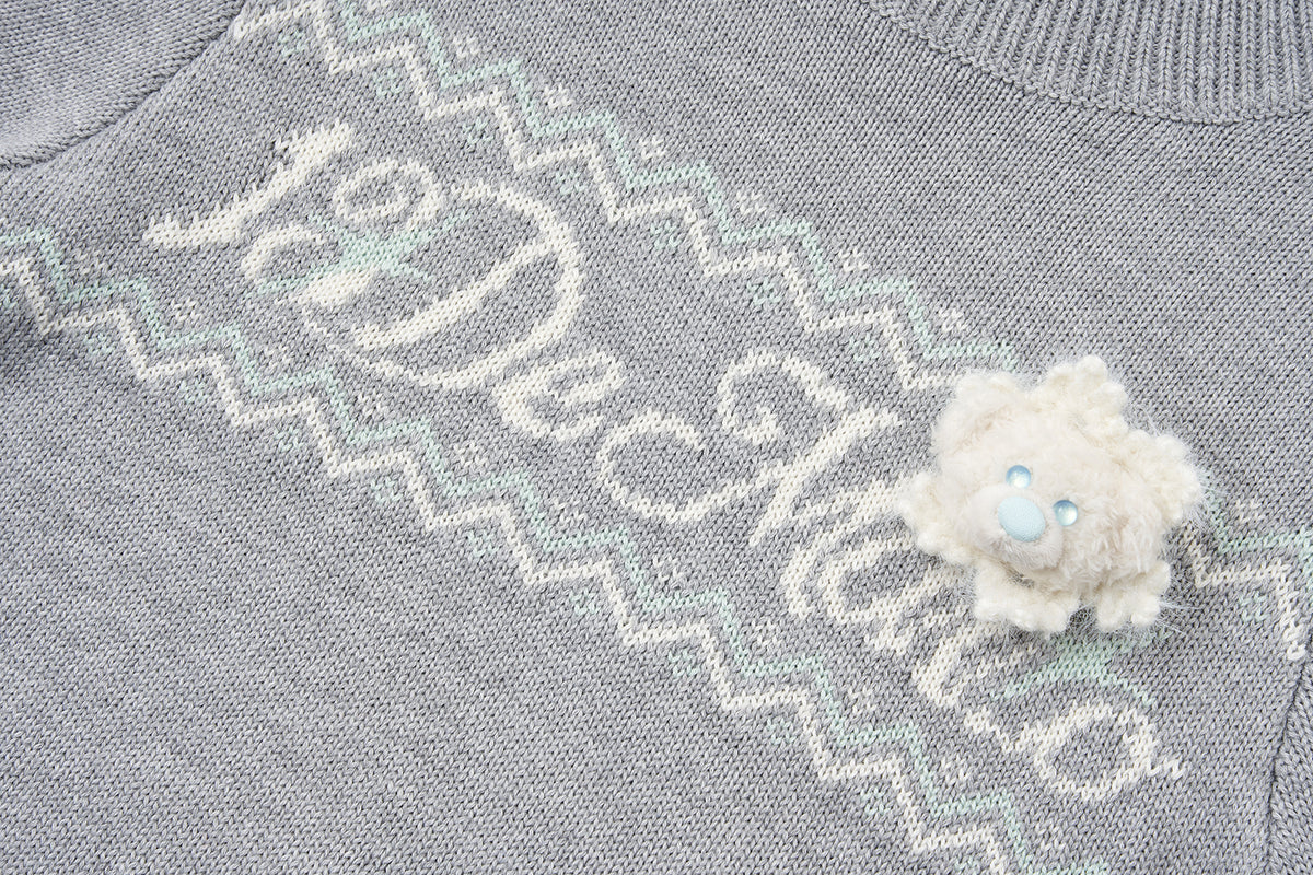 13DE MARZO Luminous Bear Star Lace T-shirt Grey