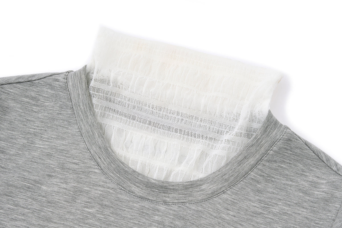 13DE MARZO Luminous Bear Star Lace T-shirt Grey