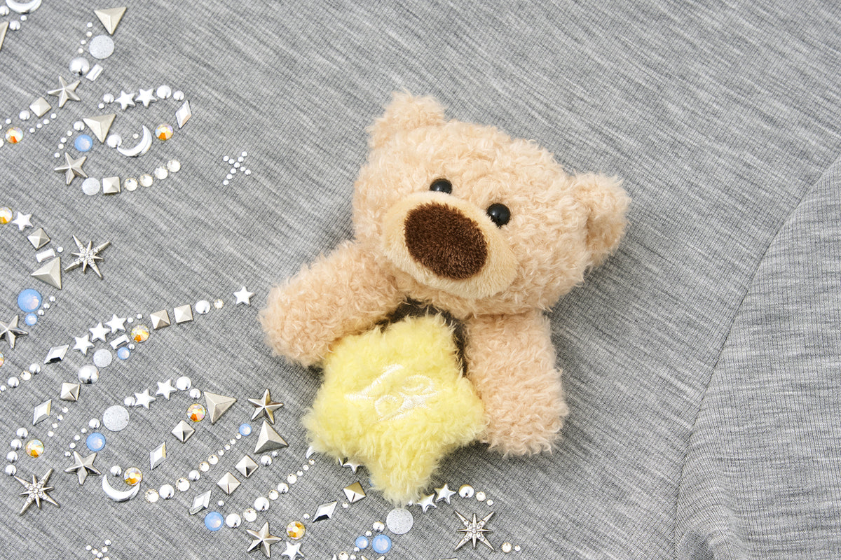 13DE MARZO Luminous Bear Star Lace T-shirt Grey