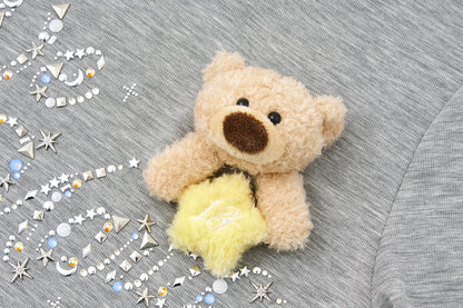 13DE MARZO Luminous Bear Star Lace T-shirt Grey
