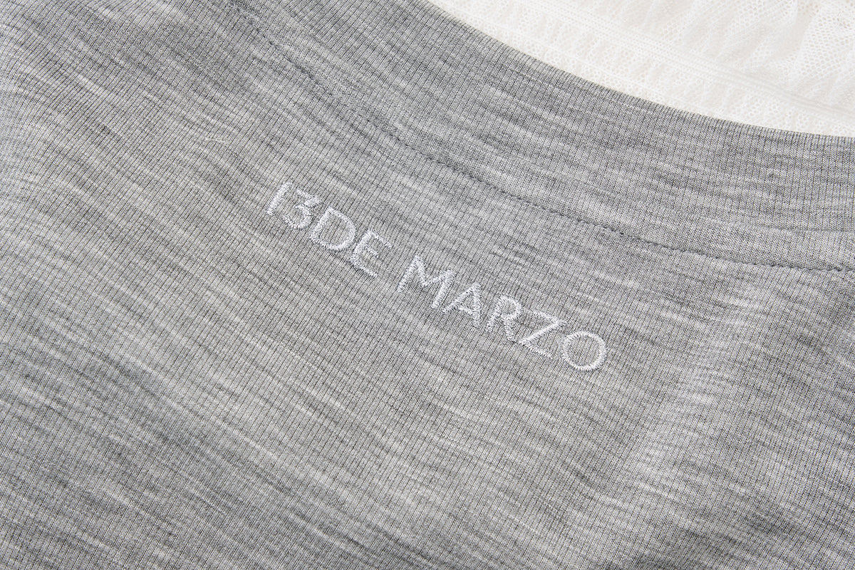 13DE MARZO Luminous Bear Star Lace T-shirt Grey