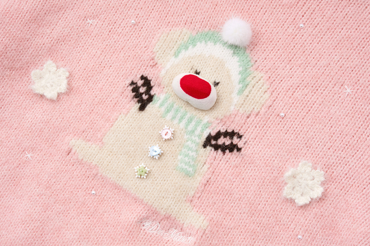 13DE MARZO Snow Bear Sweater Pink