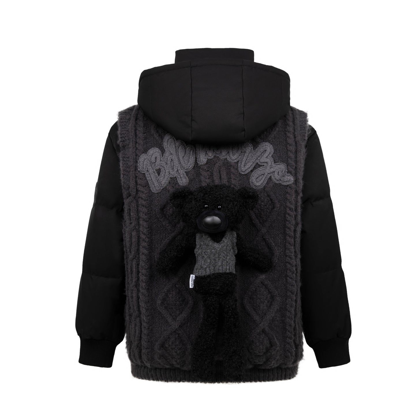 13DE MARZO Bear Weave Knit Patch Down Jacket