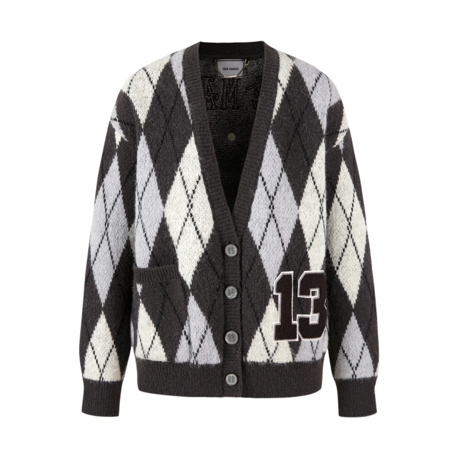 13DE MARZO Vintage Diamond Pattern Cardigan - 13DE MARZO