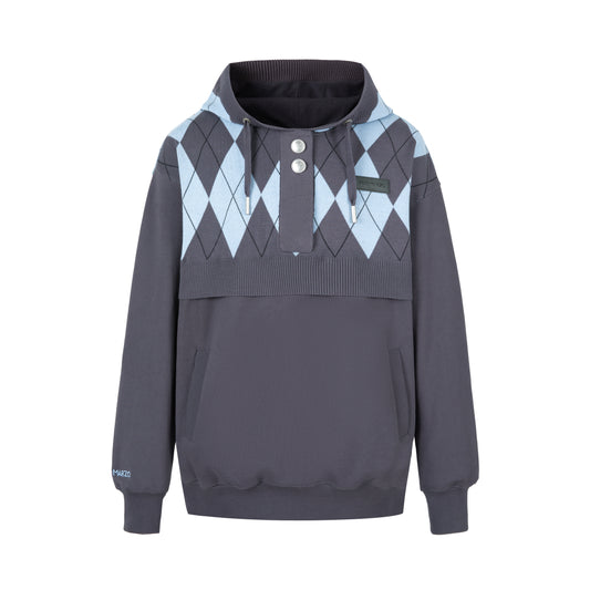 13DE MARZO Retro Pattern Knit Hoodie