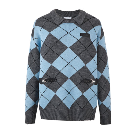 13DE MARZO Bear Retro Check Sweater