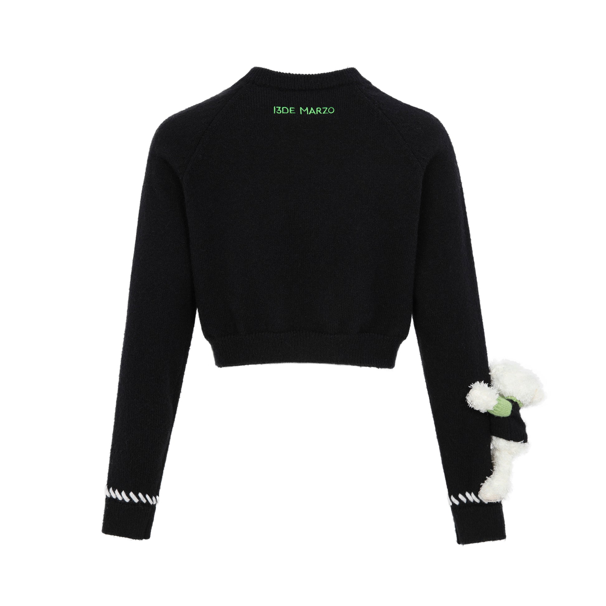 13DE MARZO Bear Weave Logo Short Sweater