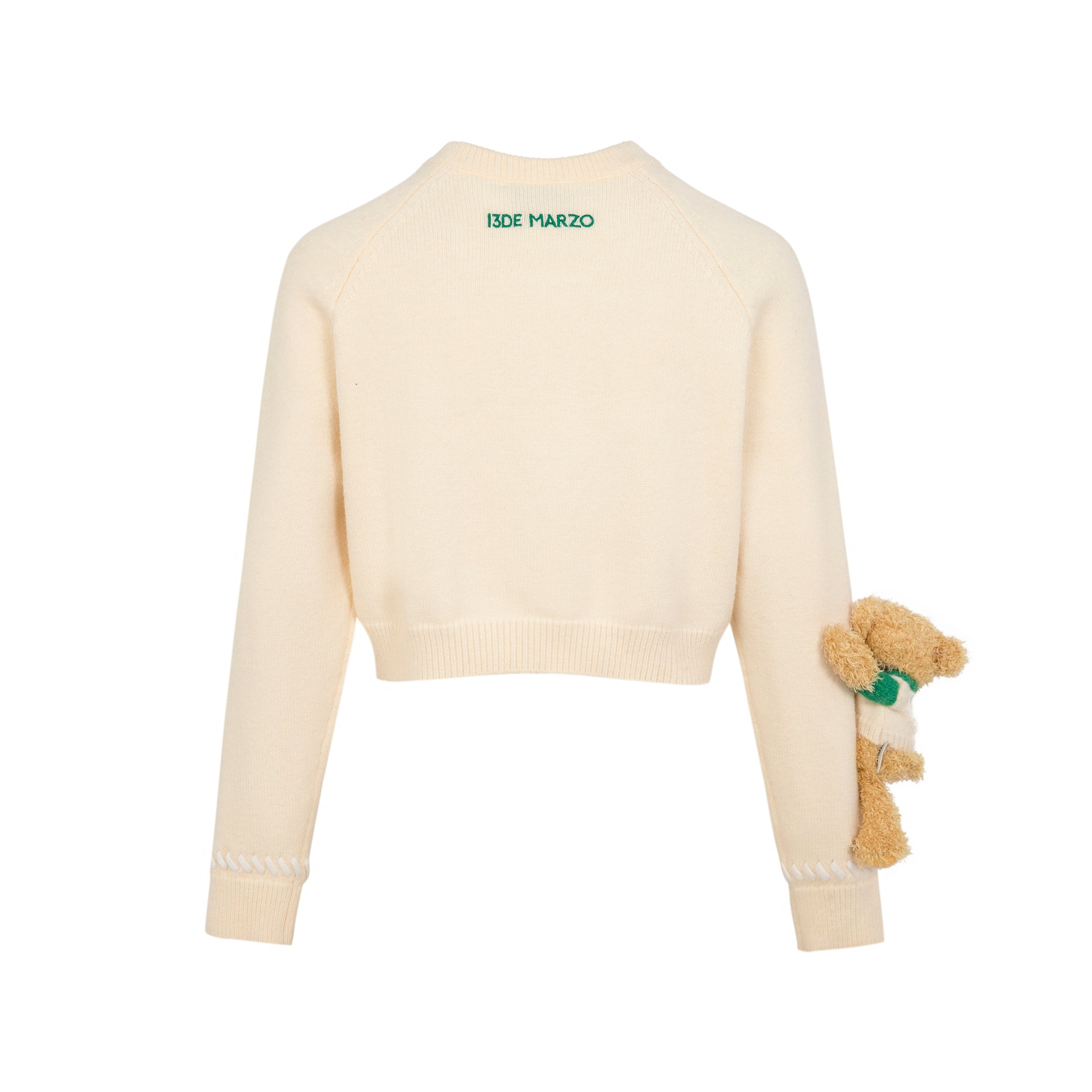 13DE MARZO Bear Weave Logo Short Sweater
